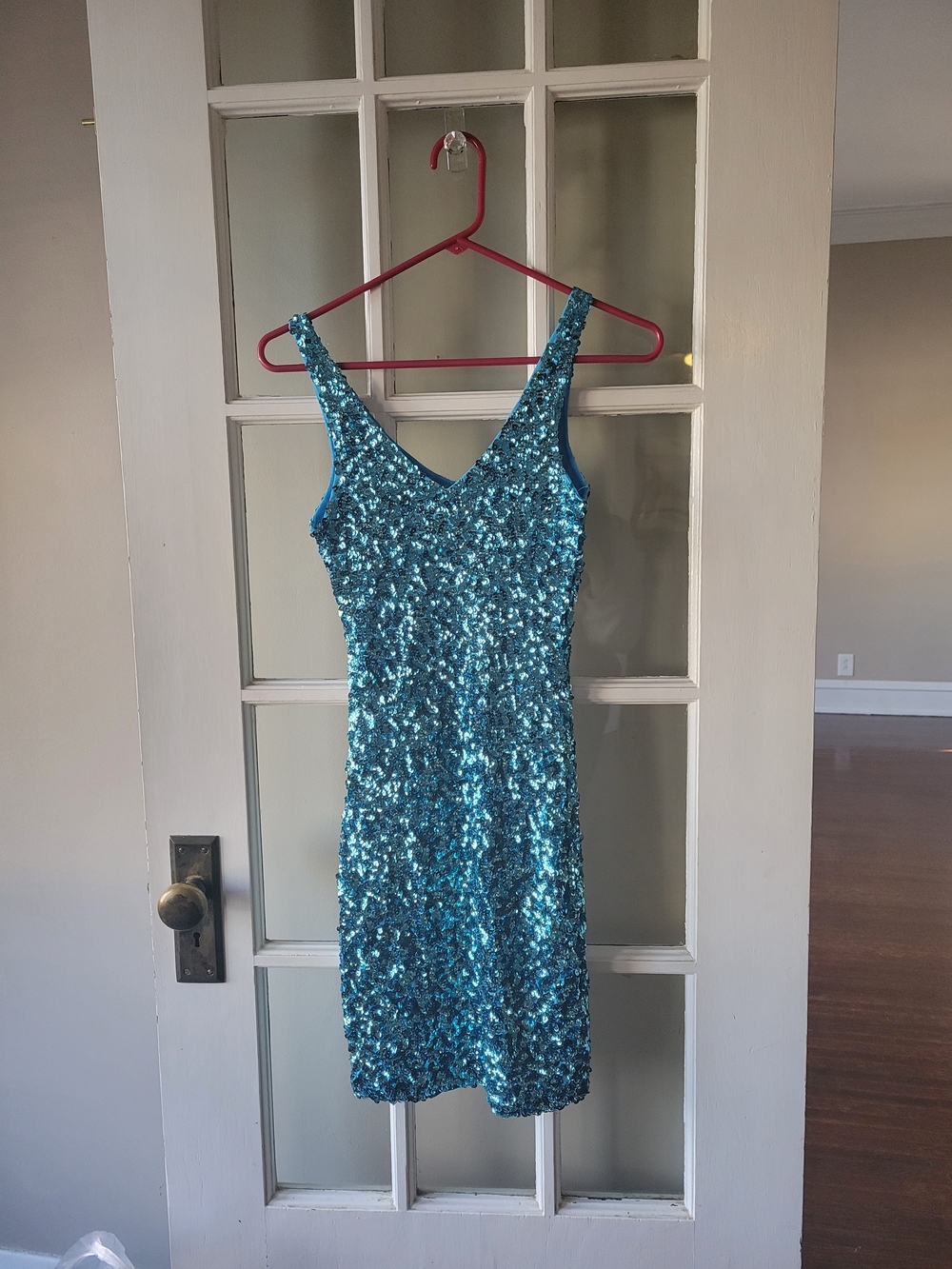 Farinelli Sequin Dress Bodycon Sexy V Neck Dance Party Club Wear Size S/M - Picture 9 of 14